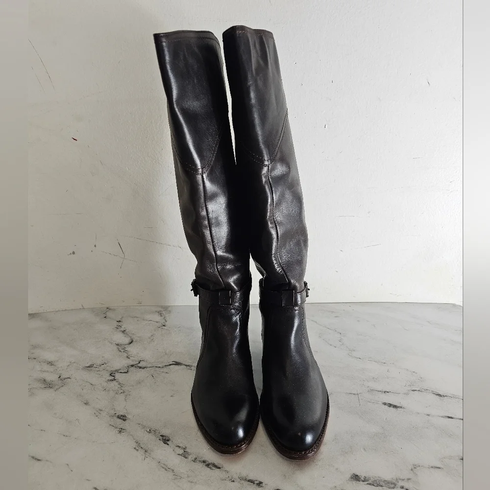 Frye Dorado‎ Dark Brown Tall Leather Riding Boots Size 6 NEW